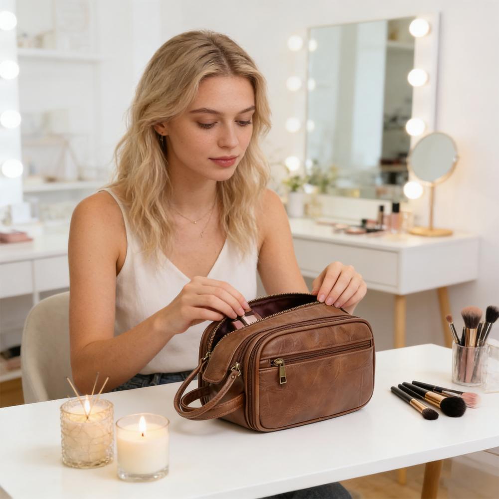 Men'S Grooming Makeup - Tas Makeup Travel Kulit Sintetis, Tas