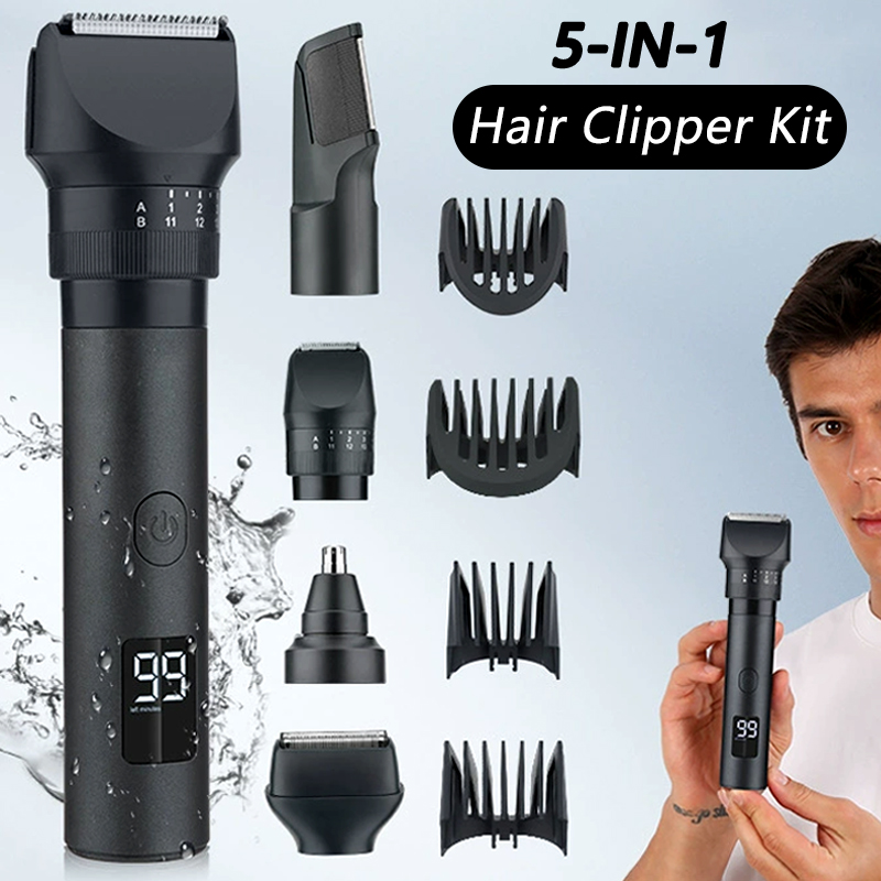 Men'S Grooming Nose Hair Trimmer - Alat Cukur Rambut Tanpa Kabel 5-In-1