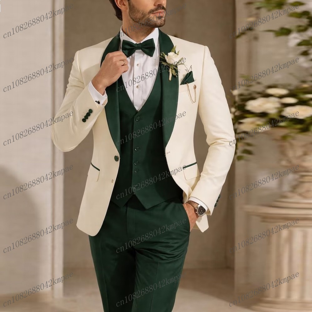 Men'S Grooming Room - Setelan Jas Pria Formal Warna Ivory