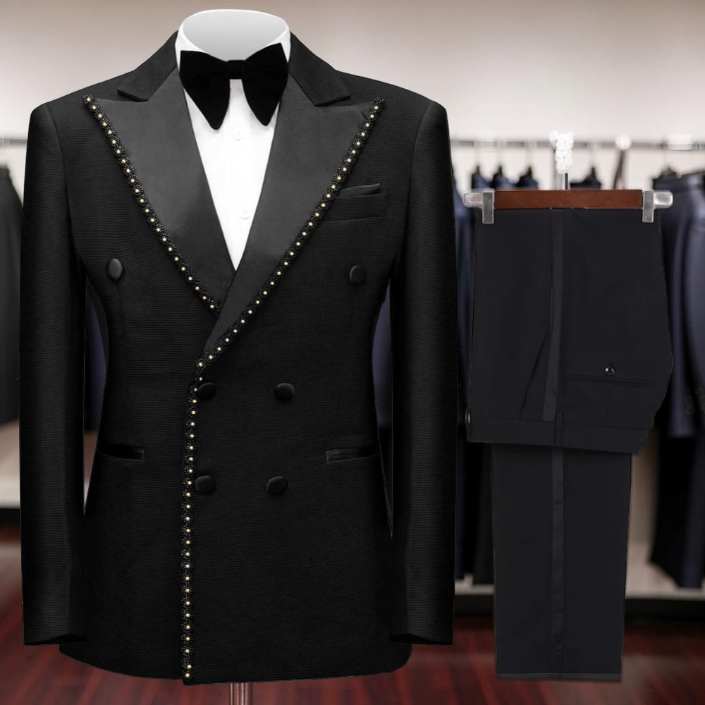 Men'S Grooming Room - Jas Formal Pria Double Breasted Berhias
