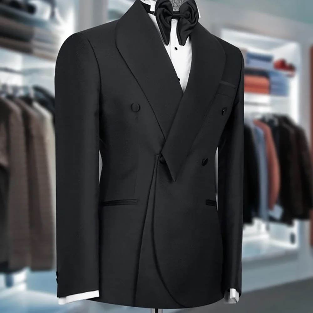 Men'S Grooming Room - Setelan Hitam untuk Pria Kerah Selendang